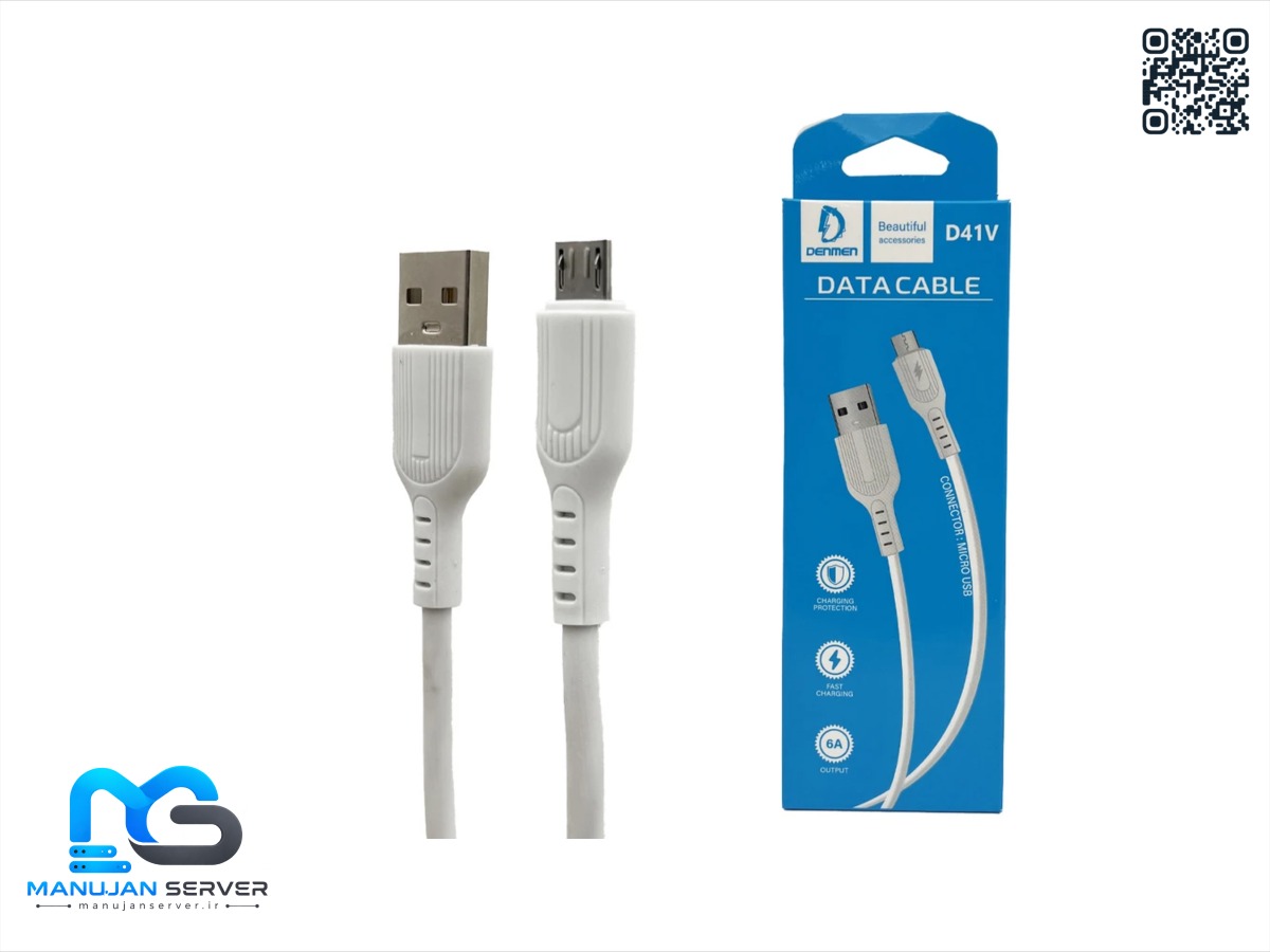 کابل تبدیل USB به MICRO-USB دنمن مدل D41V رنگ سفید 2.4 آمپر