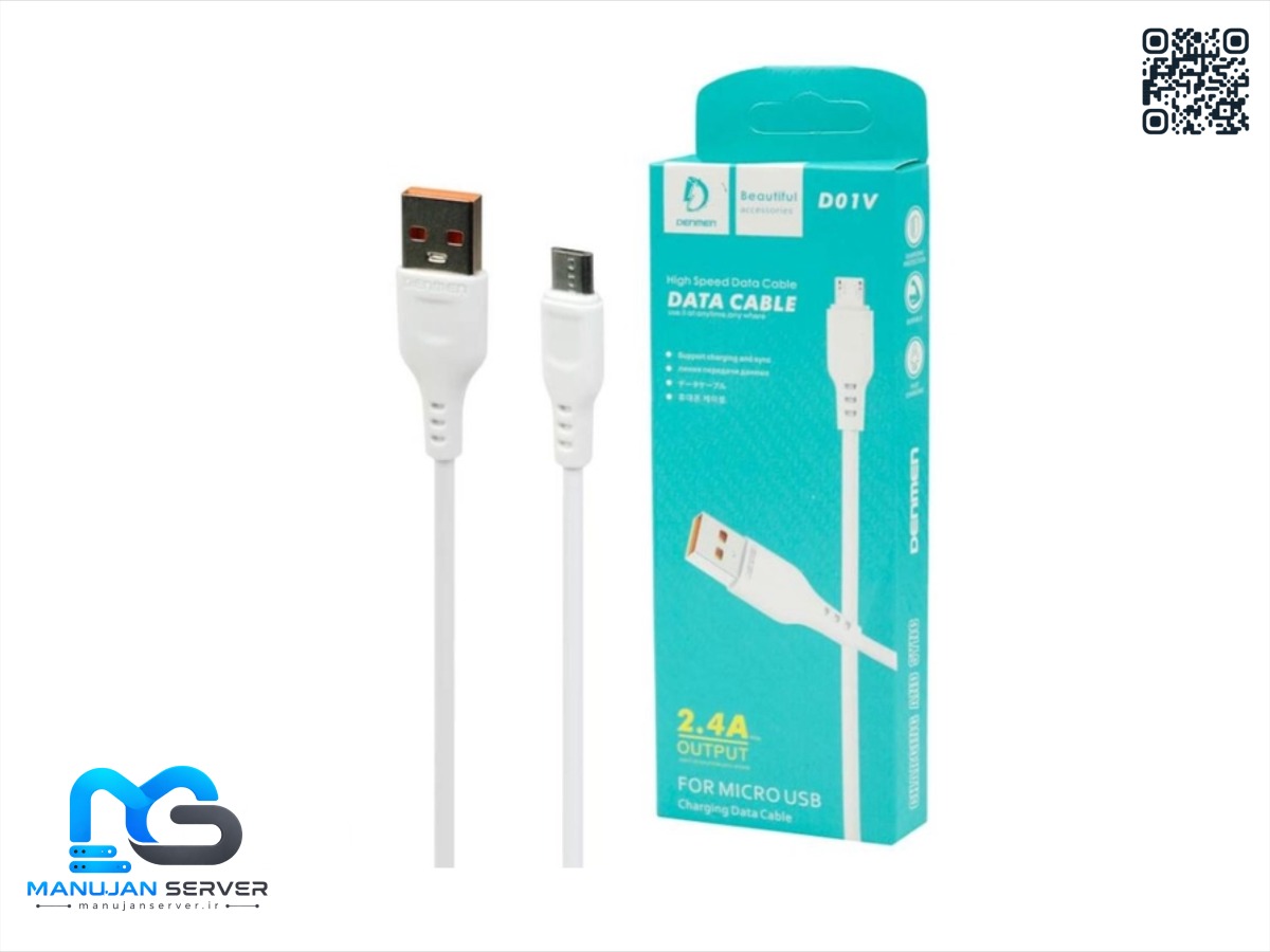 کابل تبدیل USB به microUSB دنمن مدل D01V رنگ سفید 2.4 آمپر